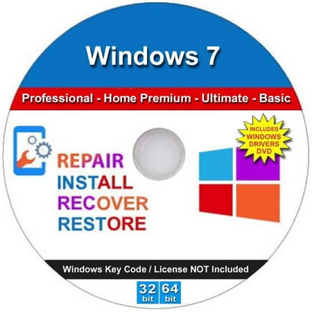 Windows 7 All Versions Professional Home Premium Ultimate Basic Repair Re-install Recover Restore 32/64 DVD & 2019 (Best Way To Repair Windows 7)