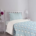thumbnail image 5 of Ambesonne Cartoon Quilted Bedspread Set 2 Pcs, Counting Sheep Pattern Art, Twin Size, Pale Blue White, 5 of 6