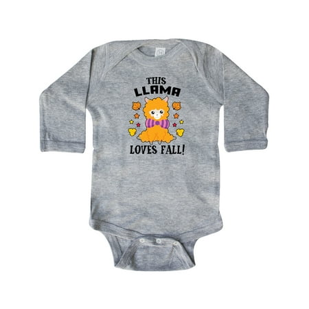 

Inktastic Cute This Llama Loves Fall with Leaves and Stars Gift Baby Boy or Baby Girl Long Sleeve Bodysuit
