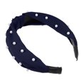 thumbnail image 7 of Unique Bargains 1 Pcs Hairband for Women Satin Knotted Pearl Headband Deep Blue 1.1 Inch Wide, 7 of 7