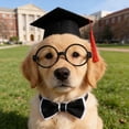 thumbnail image 5 of Pet Graduation Cap and Bow Tie Set for Dogs and Cats with Adjustable Glasses Academic Costume for Ceremony or Photo Props, Lightweight Polyester Apparel for Memorable Graduation , Back to School, 5 of 6