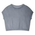 thumbnail image 5 of XPMWRP Women's Beach Cover Ups Crochet Hollow Out Sweater Oversized Off Shoulder Knitted 1/2 Sleeved Solid Color Sweater Gray S, 5 of 6