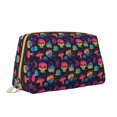 thumbnail image 2 of Picia Skull mushroom colorful Print Leather Makeup Bag Make Up Bag Travel Toiletry Bag for Her Girlfriend Teacher Teen Girl Gifts, 2 of 8