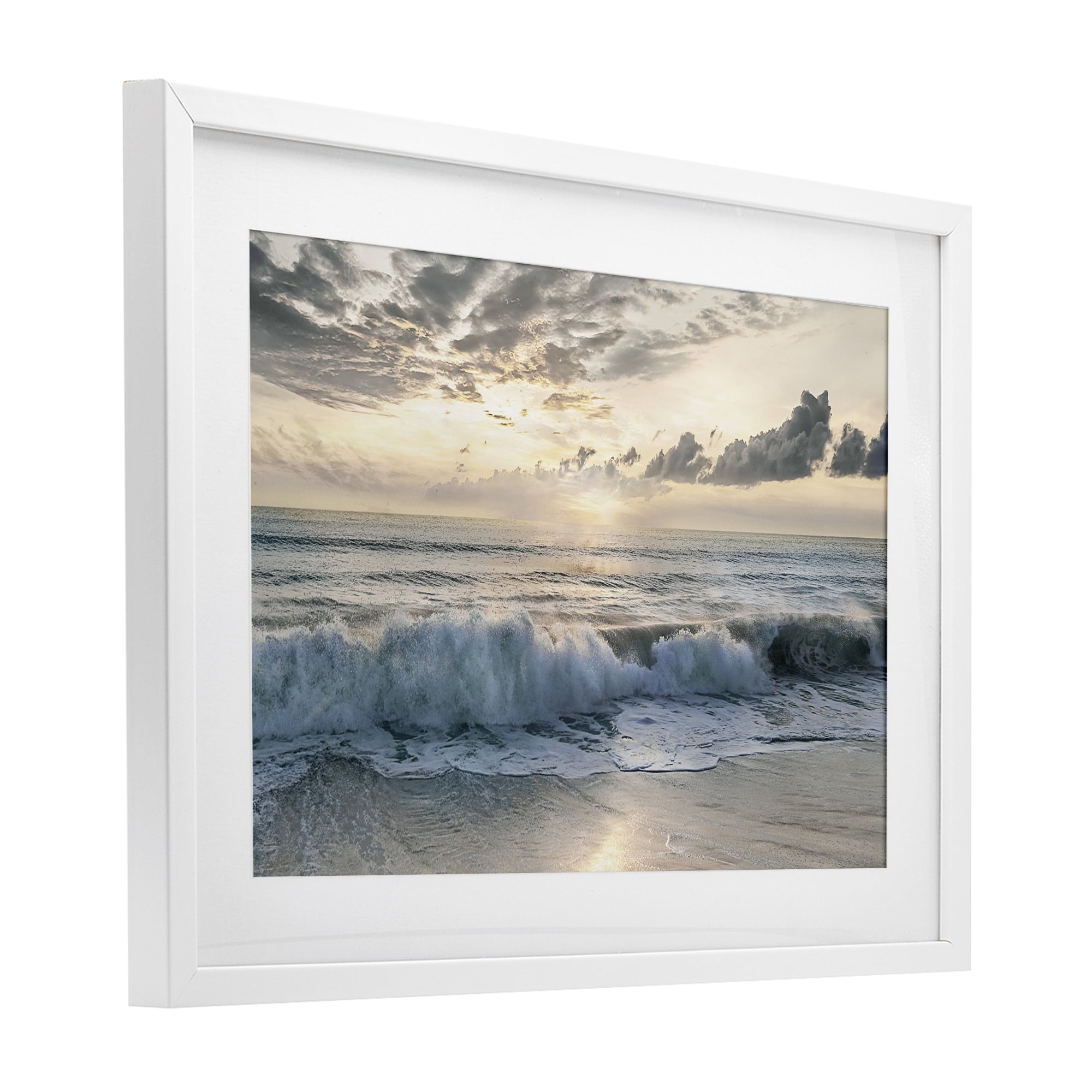 Stupell Industries Sunset Foam Along Shoreline White Framed Print Under Glass, design by Mike Calascibetta