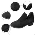 thumbnail image 6 of Rokment Womens Dress Boots Winter Spring Fashion V Cut-Out Suede Pointed Toe Chunky Low Heel Slip on Ankle Booties for Ladies Black Size 6, 6 of 8