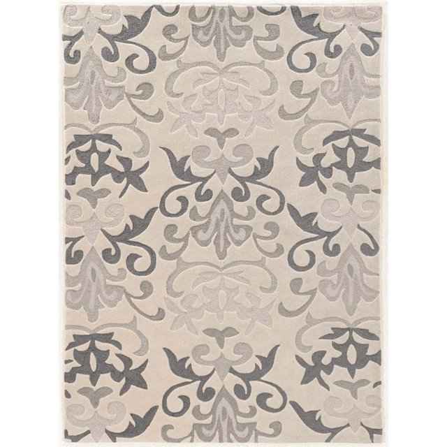 Linon Trio Chasm Hand Tufted Polyester 8'x10' Area Rug in Ivory