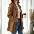 thumbnail image 6 of Women Solid Color Button Front Long Sleeve Wool Blend Coat, Casual Loose Fit Lapel Outerwear, Fashion Mid Length Overcoat for Daily Outdoor Wear Brown L(L), 6 of 8