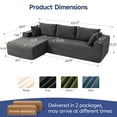 thumbnail image 2 of New 108" Plush Corduroy Cloud Couches Sectional Sofa with L-Shaped Modular Boneless Sofa for Living Room with Convert Left/Right Facing, No Assembly(Gray, Left Facing Chaise), 2 of 9