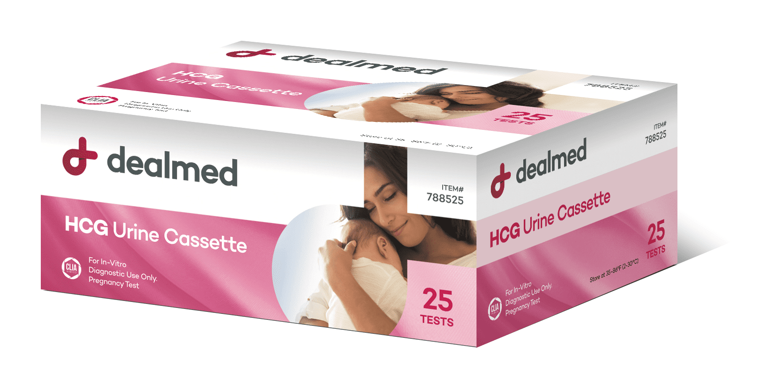 Dealmed HCG Single Step Urine Cassette Pregnancy Test, 25/Bx