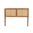 thumbnail image 2 of Gilbert Mid-Century Modern Ash Walnut Finished Wood and Synthetic Rattan Full Size Headboard, 2 of 4