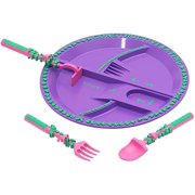 Plate and Utensils Set - USA-Made Toddler Dinnerware with Divided Plates (Garden Fairy)