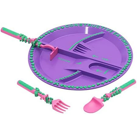 Plate and Utensils Set - USA-Made Toddler Dinnerware with Divided Plates (Garden Fairy)