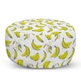 thumbnail image 1 of Banana Pouf Cover with Zipper, Retro Repeating of Fruits Peeled and Whole with Paint Spots, Soft Decorative Fabric Unstuffed Case, 30" W X 17.3" L, Yellow Dark Sepia, by Ambesonne, 1 of 5