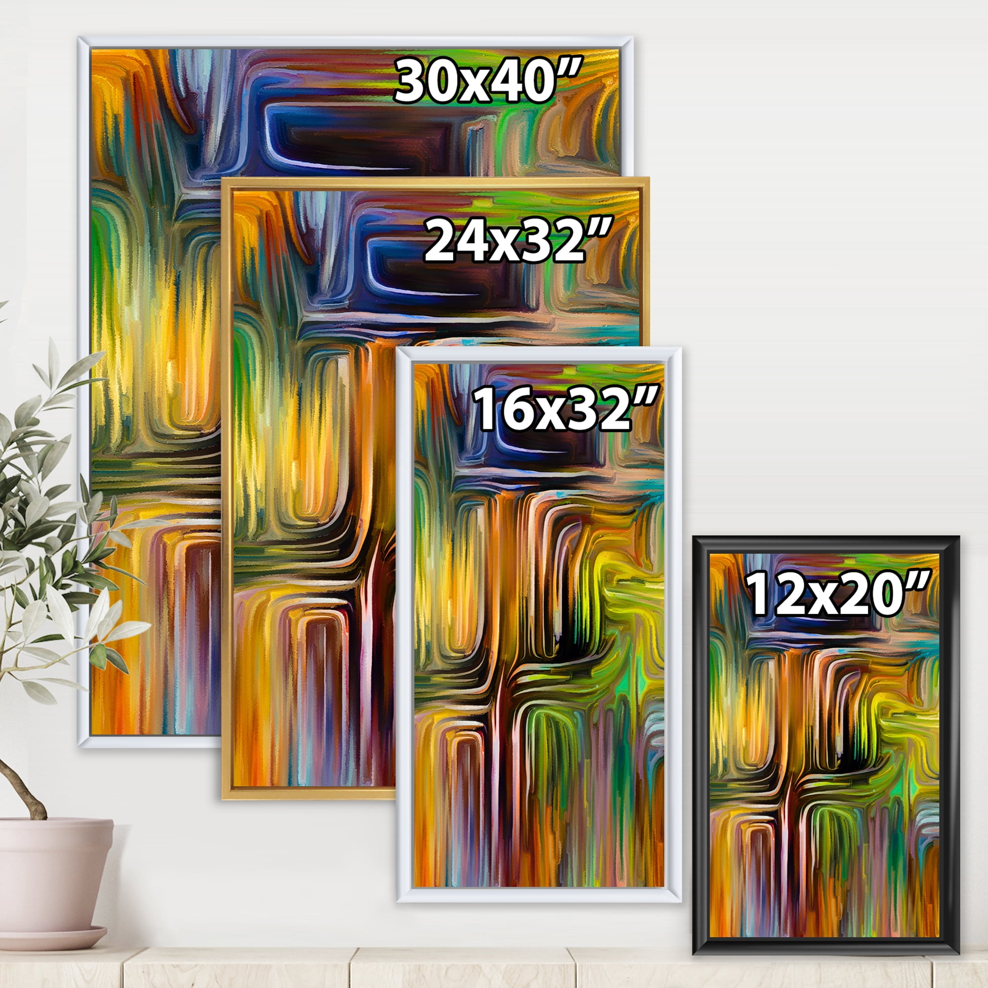 Designart 'Colour Spiral Fusion I' Modern Framed Canvas Wall Art Print