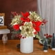 thumbnail image 1 of Flores artificiales de Poinsettia con purpurina para Navidad | Paquete de 2 | Seda, Plástico y Terciopelo | 13.7in de alto | Oro Rojo Verde | Decoración para el hogar de árboles navideños, coronas,, 1 of 7