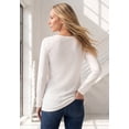 thumbnail image 2 of Roaman's Women's Plus Size Long Sleeve Sweetheart Henley Tee, 2 of 5