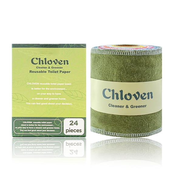 Chloven Reusable Toilet Paper - 24 Pack Eco Friendly, Sustainable Cloth Toilet Paper - Super Soft, Absorbent Reusable Paper Towels Washable Roll - Ze