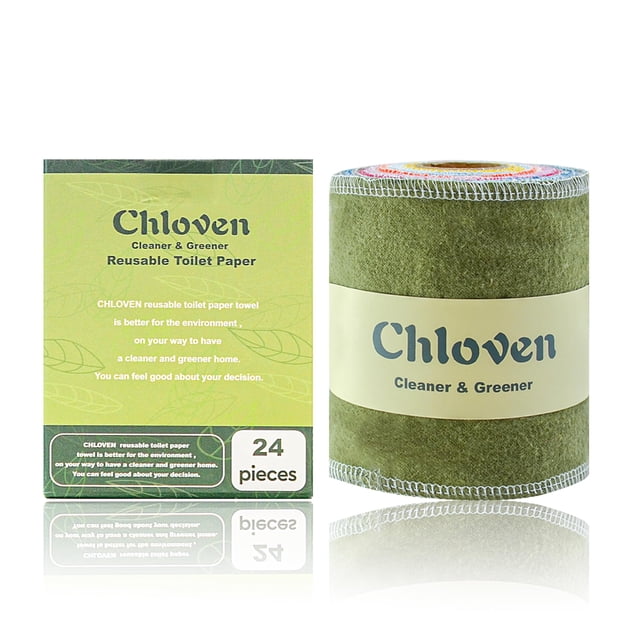 Chloven Papier Hygiénique Réutilisable - Lot de 24 Papier Hygiénique en Tissu Écologique et Durable - Essuie-Tout Réutilisables Super Doux et Absorbants, Rouleau Lavable - Ze