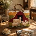 thumbnail image 3 of Farm Sheep Barn Quilted Tote Bag, Vintage Country Landscape Printed Fabric Handbag, Large Capacity Casual Shoulder Bag for Shopping School Travel Daily Use, 3 of 7
