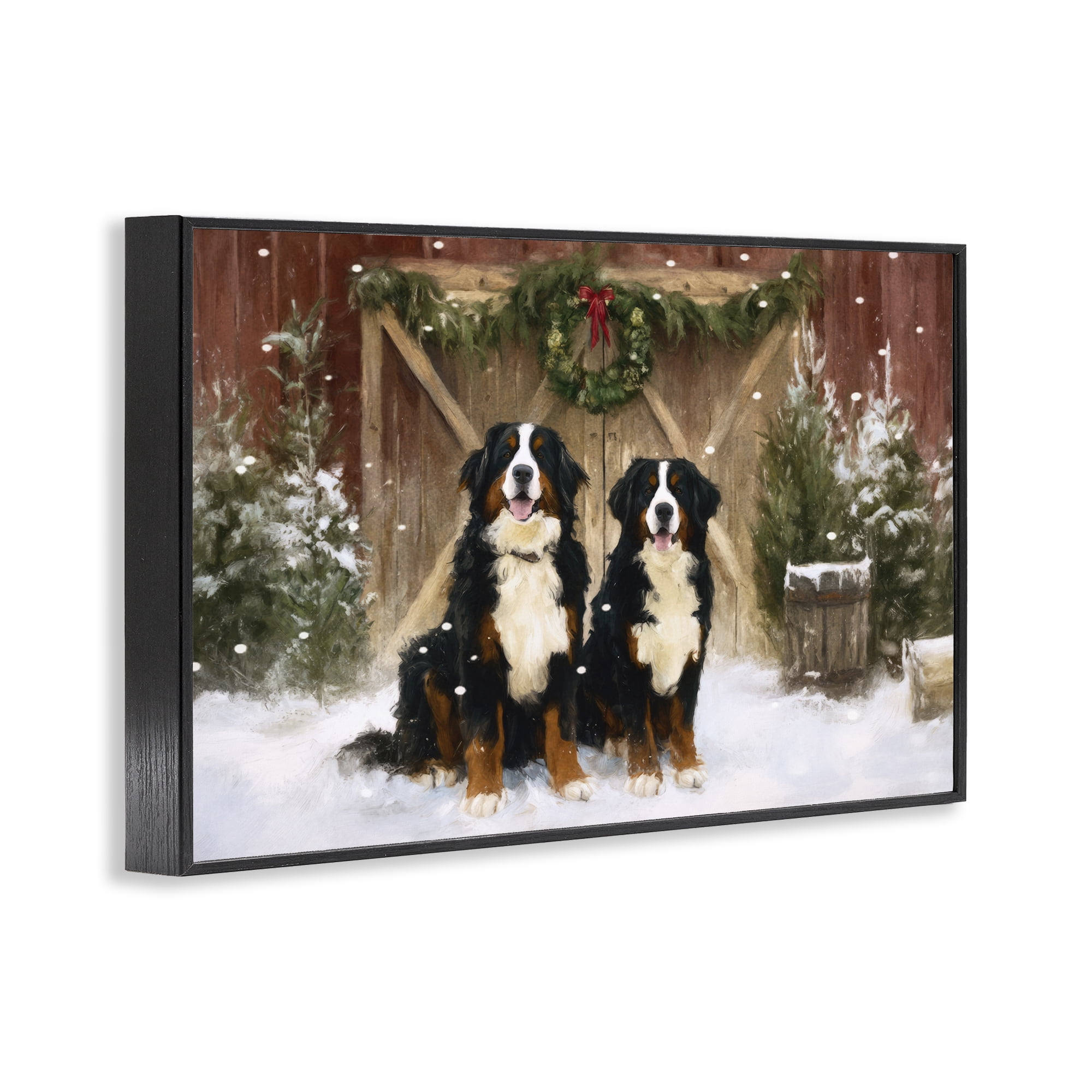 Stupell Industries Barnyard Bernese Mountain Dogs Black Framed Giclee Art, design by Tina LeCour