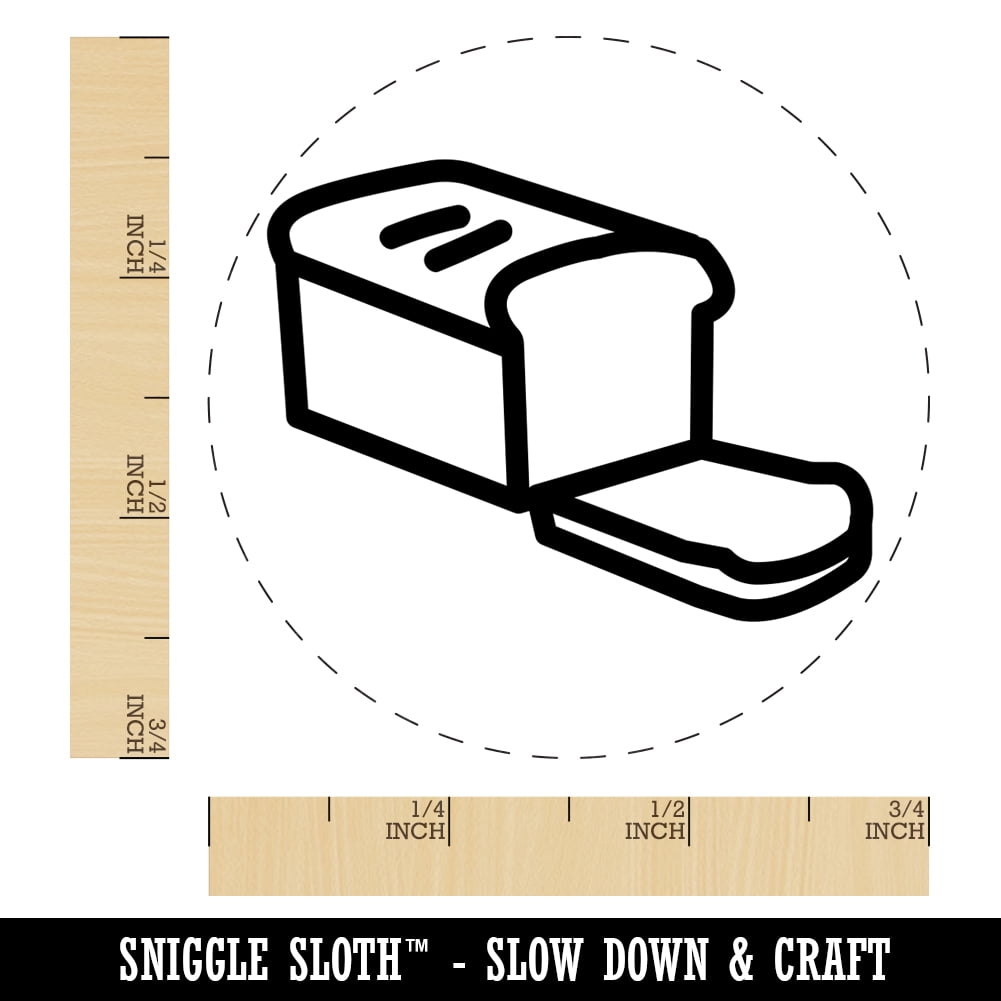 Sliced Loaf of Bread Self-Inking Rubber Stamp Ink Stamper - Black Ink - Small 3/4 Inch