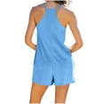 thumbnail image 4 of Summer Saving Clearance AXXD Ladies Athletic Shorts,Solid Neck Sleeveless Short Jumpsuit Rompers With Pockets Shorts for Women Plus Size Blue 12, 4 of 8