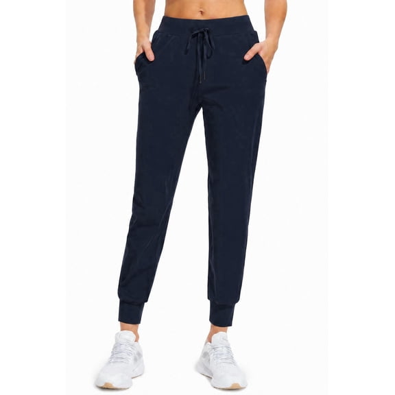 MASKERT Women's Joggers Pants-Athletic Running with Pockets Tapered Casual Workout Pants Navy Blue (Size XS-XXXL)