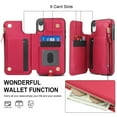 thumbnail image 5 of Wallet Case for Apple iPhone XR, with Crossbody Shoulder Strap & Hand Wrist Cards Holder Zipper Pocket Stand Feature Full Protective Shockpoof Phone Case for iPhone XR, Red, 5 of 7