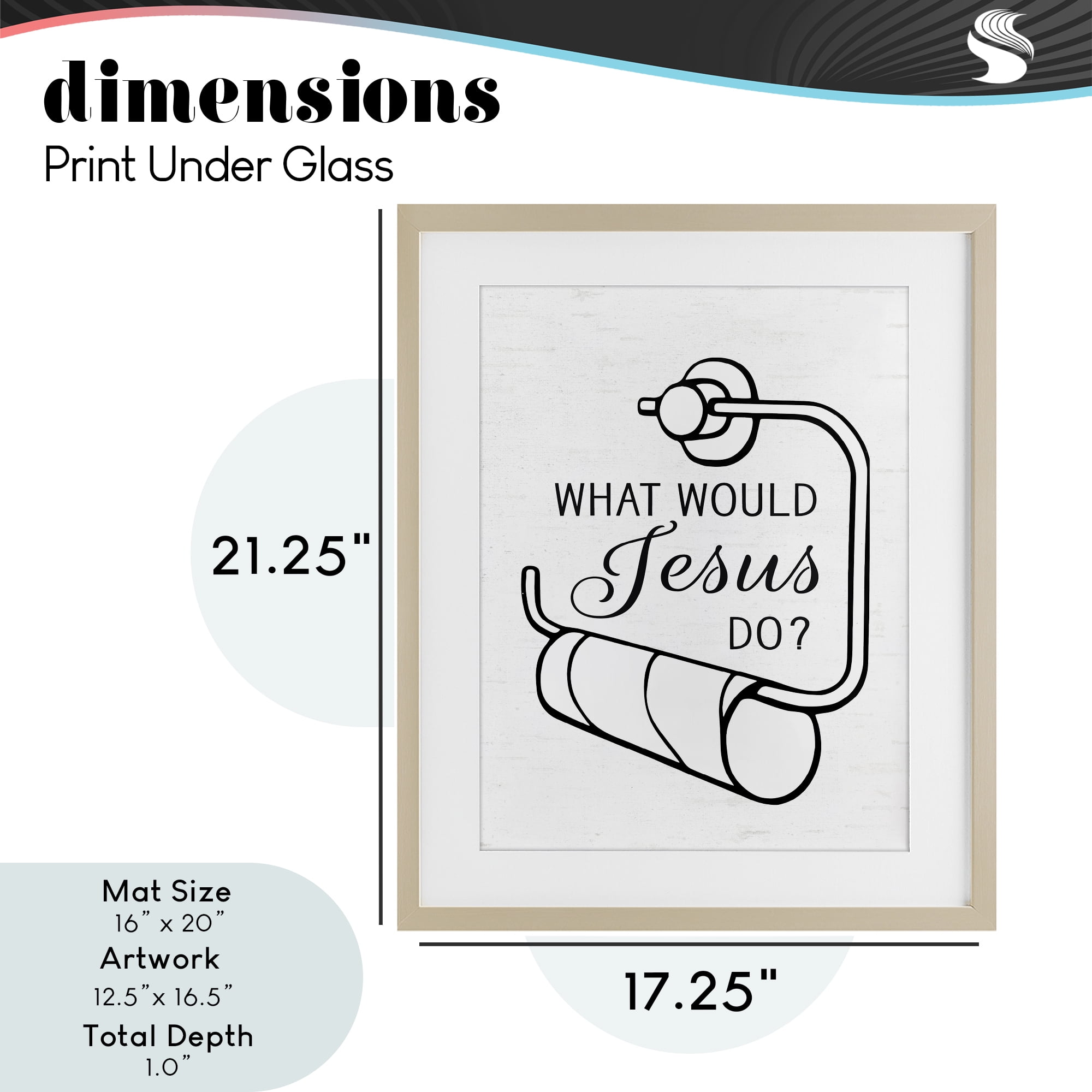 What Would Jesus Do Toilet Paper Birch Framed Print Under Glass, design by Lettered and Lined