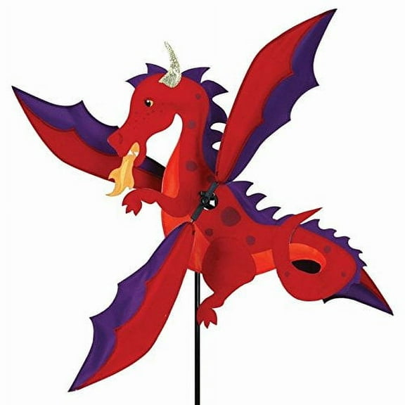 Whirligig Spinner Red Dragon 19" – Mystical Fantasy-Themed Design, Weather-Resistant Outdoor Decor, Durable & Lightweight for Patios, Yards, and Gardens - Eye-Catching Wind Spinner