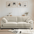 thumbnail image 3 of Patbrela 83" Corduroy Sofa, Loveseat Sofa with Extra Deep Seat Couches, Comfy Upholstered Couch for Living Room, No Assembly with 2 Pillows, Beige, 3 of 9