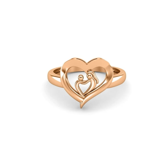 Mooneye 925 Sterling Silver Rose Gold Vermeil Mother Daughter Women Love Heart Ring