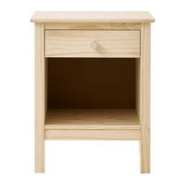1-Drawer Unfinished Natural Pine Wood Nightstand (25 in. H x 20 in. W x 16.5 in. D)