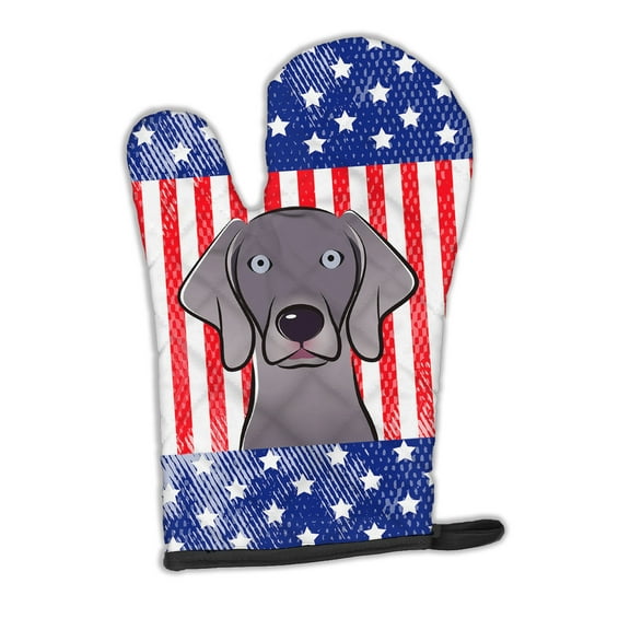 Carolines Treasures BB2161OVMT American Flag and Weimaraner Oven Mitt Large multicolor