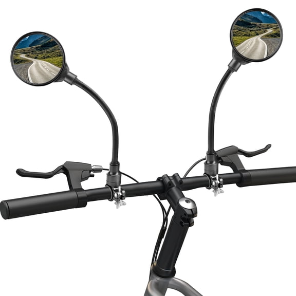 2 Pack Bicycle Mirror, Adjustable Bike Handlebar Rear View Mirrors For Mountain Road Bike Bicycle Electric Motorcycle (Black-2PC)