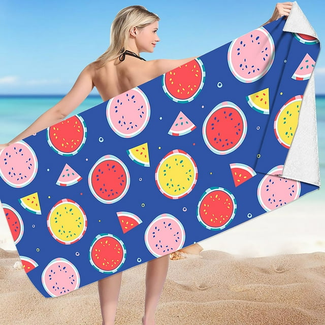 LSLJS Beach Towel Summer Beach Essentials Microfiber Beach Towel Super Lightweight Colorful Bath Towel Sandproof Beach Blanket Multi-Purpose Towel for Travel Swimming Pool 30x60 Inch Beach Towel