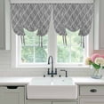thumbnail image 4 of Wavy Lines Balloon Curtains for Windows, Bedroom Curtains 54 Inch Length, Abstract Minimalist Pattern Gray Tie Up Curtains Panels Thermal Insulated Bathroom Curtains Window 42"x54", 4 of 8