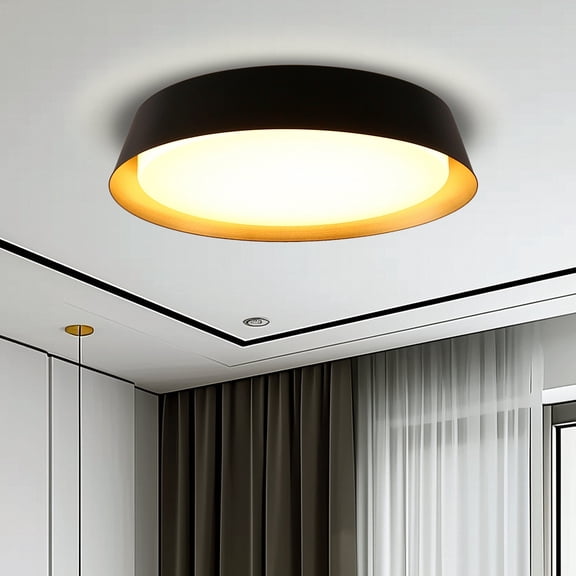 YANSUN 12 in Black and Gold Flush Mount Ceiling Light, 21W 1250LM LED Ceiling Light Fixture 5CCT Dimmable for Living Room Bedroom Hallway