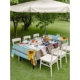 thumbnail image 4 of Outdoor Tablecloth with Umbrella Hole for Patio/Picnic/Party/Camping, Cute Pig Waterproof Table Cloth Rectangle Table Cover Washable, Yellow Sunflowers Blue Wooden Vintage Art (54"x 80"), 4 of 8