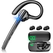New Bee M54 Bluetooth Headset, Single Ear Wireless Earpiece with 500mAh LED Digital Charging Case