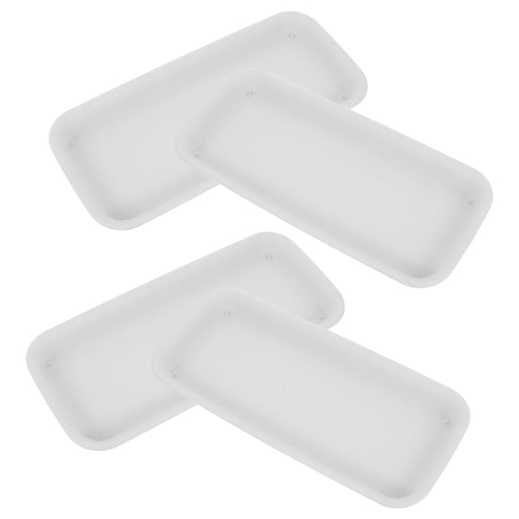 OULII 4Pcs Rectangular Plant Saucers Beige Resin Drip Trays for Indoor Planter Pots