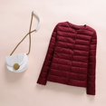 thumbnail image 1 of Chaqueta de plumón sin cuello para mujer, chaqueta de plumón corta, ligera y cómoda con cuello redondo, otoño e invierno, 1 of 6