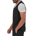 thumbnail image 3 of CIENVNSTG Vest For Men Casual Cotton Linen Solid Waistcoat Button Down Sleeveless Lightweight Soft Breathable Beach Cardigan Versatile Outdoor Daily Business Suit Matching Tops Apparel Black 3XL, 3 of 4