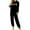 Black, variant on Bibifish Womens Pajama Sets Black Plush Panda Pattern Long Sleeve Sleepwear Sets Top With Jogger Pant Cute Home Cozy Nightwear Sets