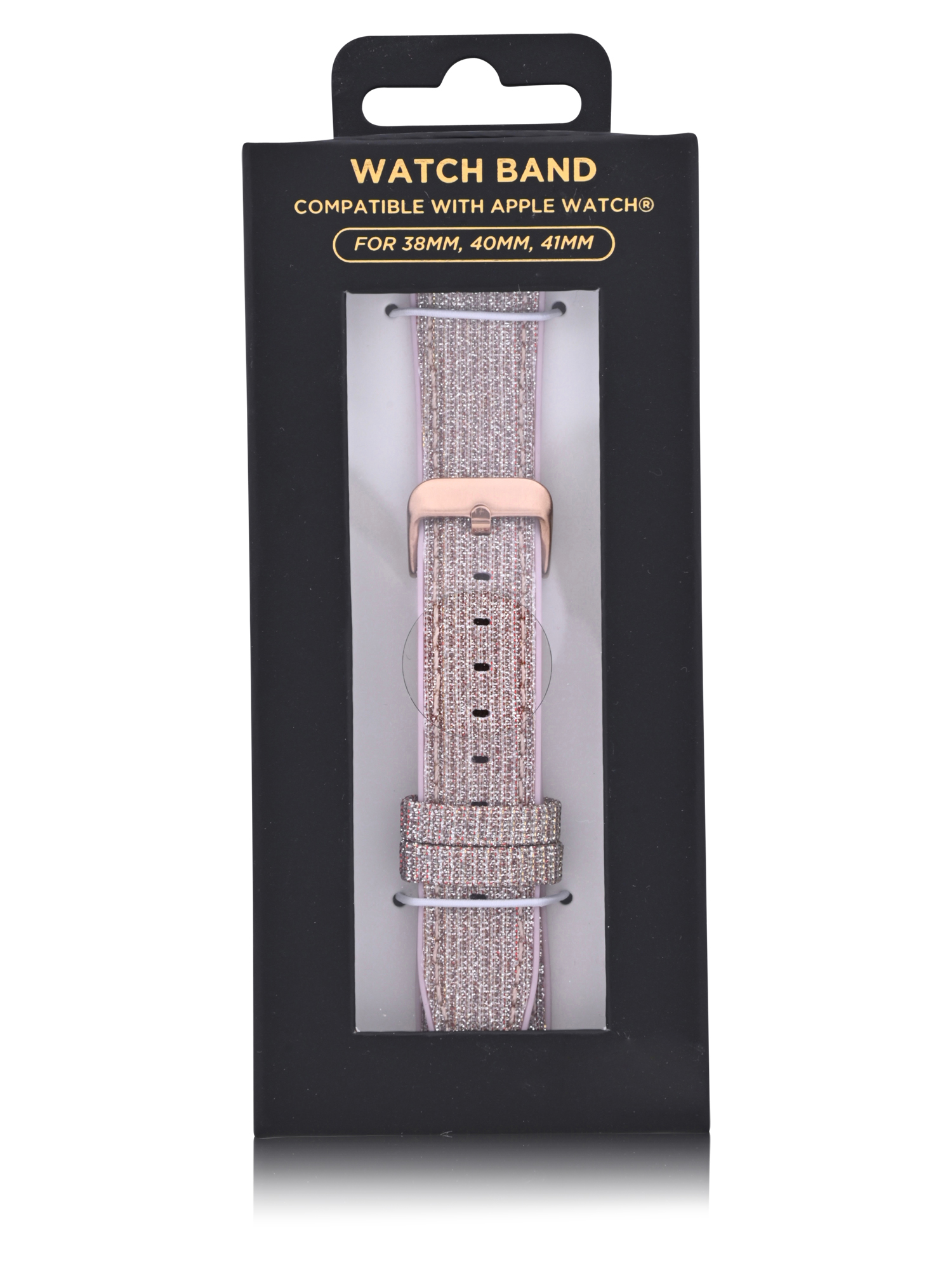 Adult Ladies Blush Gliiter Nylon 2 Pice Silicone Replacement Strap. 38-41MM