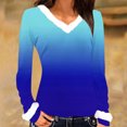 thumbnail image 2 of fheaev Ugly Christmas Sweaters for Women Wine Glass Printed Plush Neckline V-Neck Patchwork Long Sleeved Slim Fitting Bottom T-Shirt Top Winter Holiday Pullovers T-Shirt Blouse Top, 2 of 3