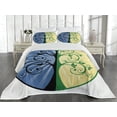 thumbnail image 2 of Ambesonne Peace Quilted Coverlet 3 Pcs, Ying Yang Tree, King Size, Black Green and Blue, 2 of 4