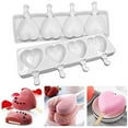 thumbnail image 1 of Moldes para helado de 4 cavidades, molde de silicona con forma de corazón 3D para hacer helados caseros, puré y yogur, 1 of 9