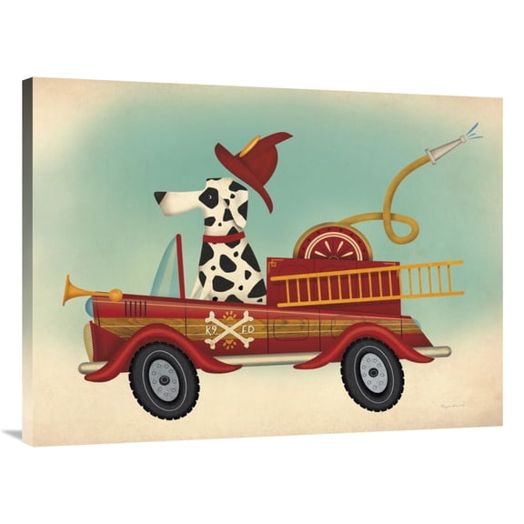 Global Gallery's 'K9 Fire Department' By Ryan Fowler Stretched Canvas Wall Art