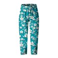 thumbnail image 3 of Women Plus Size Pants Casual Floral Print Harem Hem Capri Trousers with Pocket Elastic Waist Slimming Loose Sweatpants, Mint Green, M, 3 of 5
